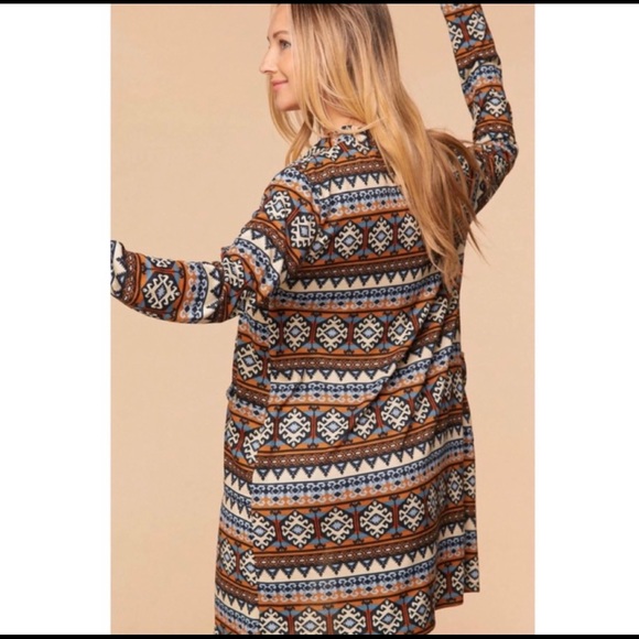 NWT! Clearance!Aztec Tribal Hacci Super Soft Duster Cardigan with Front Pockets - Picture 8 of 10